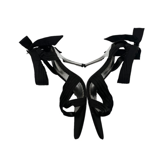 Torta Caliente Black Strappy Pointed Toe Bow Sandals Size 11 Women's - Picture 6 of 9